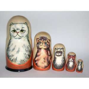  CAT Cats Russian Nesting Doll 5 Pcs / 6 in * Item #k.6 