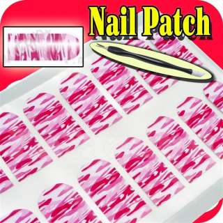 16 X NAIL PATCH FOIL+ PRESS TOOL #PINK CAMOUFLAGE 173  