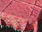 Victorian Turkey Red Tablecloth Table Cloth, Fan Design, Lovely Fringe