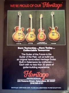 1991 HERITAGE H 550 ASB, H 576 ASB GUITARS Vintage AD  