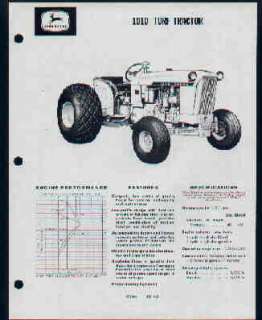 John Deere 1010 Turf Tractor Specs Brochure  