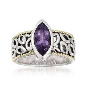 Balinese 1.60ct Amethyst Ring In 14kt Yellow Gold, Silver 