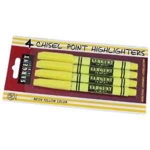   1563 4 Count Fine Tip Yellow Highlighter, Blister Pack Arts, Crafts