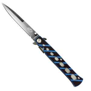  Textured Blue Stripes Handle Stainless Steel Sharp Point 