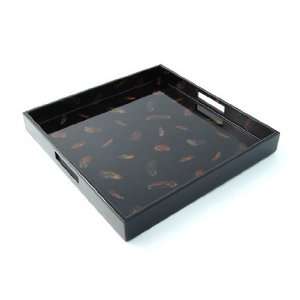  Black Feather Square Tray