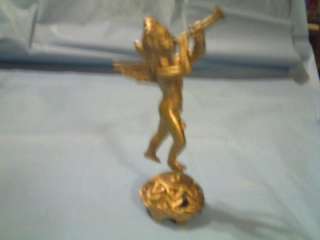 VINTAGE BRASS ANGEL FIGURINE PLAYING TRUMPET MADE IN JAPAN  