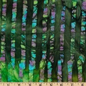  44 Wide Batik Mirage Bar Stripe Green Fabric By The Yard 