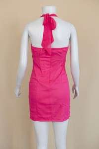 Asymmetrical Halter Neck Rosette Dress/ Four Colors  