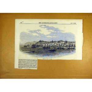 1853 Russian Gun Boats Galatz War Old Print