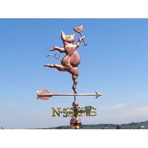  COPPER PARTY PIG WEATHERVANE W/SCROLLED DIRECTIONALS 