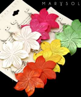   Hibiscus Hawaiian Summer Tropical Tropics Shell Earrings NEW  