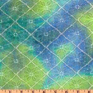   Floral Tie Dye Blue/Green Fabric By The Yard Arts, Crafts & Sewing