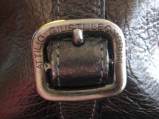 Authentic ATTILIO GIUSTI LEOMBRUNI Leather Quilted Satchel Bag MADE IN 