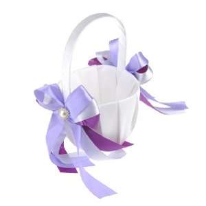  Artwedding Three Colors Satin Flower Basket with Solid 