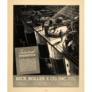 1937 Ad Beck Koller Detroit Industrial Synthetics   Original Print Ad