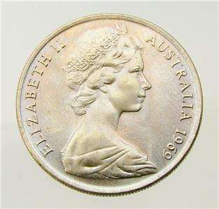 1969 Australia 10 Cent Piece, 10c, Ten Cent, QEII, UNC  