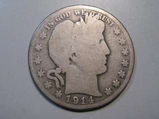 1914 Barber Silver Half Dollar. Semi Key Strong AG.  