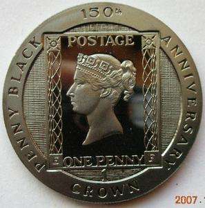 Isle of Man 1990 Penny Black Crown Silver Coin,Proof  