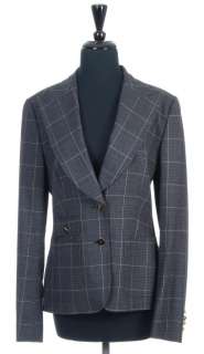 Authentic DOLCE & GABBANA Gray Plaid Jacket Coat, size 46 12  