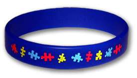 Autism Awareness Rubber Bracelet   Adult Size  
