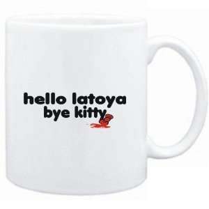 Mug White  Hello Latoya bye kitty  Female Names  Sports 