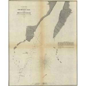  Civil War Map South West pass of the Mississippi River 