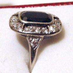 Authentic Deco Period Diamond and Sapphire Ring NICE  