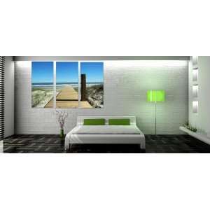   high dynamic with 3 panel beach walking Canvas photo 