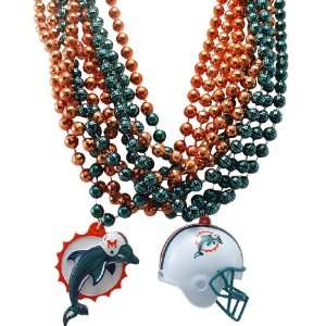  NFL Miami Dolphins Team Medallion, Mini Helmet and Mardi Gras Bead 