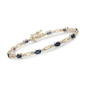  3.30ct t.w. Sapphire, .10ct t.w. Diamond Bracelet In 14kt 