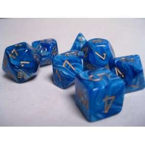   RPG Dice Sets Blue/Gold Vortex Polyhedral 7 Die Set Toys & Games