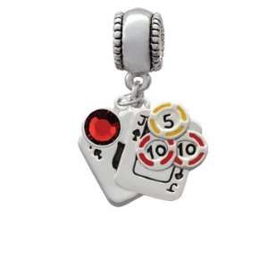 Cards with Poker Chips European Charm Bead Hanger with Siam Swarovski 