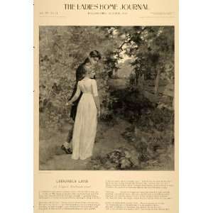  1897 Print Leisurely Lane Poem Virginia Cloud WL Taylor Love Couple 