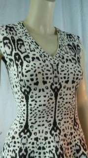Azzedine Alaia Sleeveless Snow Leopard Stretch Fleece Dress 38 4 Nwt 