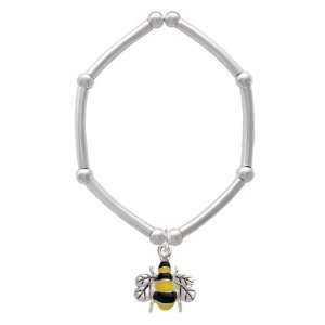  Enamel Bee Tube and Bead Charm Bracelet [Jewelry] Jewelry
