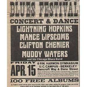  Muddy Waters Lightning Hopkins Concert Ad 1968
