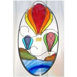  Stained Glass Hot Air Balloons Oval Ring 