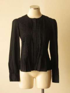   Odille black cotton pintucked Edwardian peplum blouse top 6  