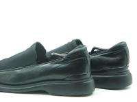 BACCO BUCCI Black Leather and Neoprene Stretch Loafers Shoes Mens 13 D 