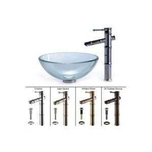   14 inch Glass Vessel Sink and Bamboo Faucet C GV 101 14 12mm 1300AB