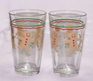 Christmas Gingerbread Man Juice Glasses Libbey Glass  