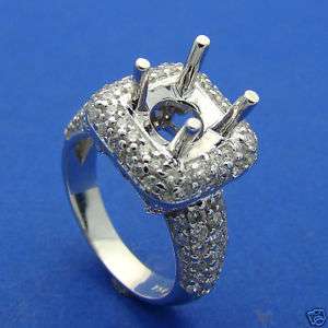 70 CT Pave Diamond Semi Mount Engagement Ring 18 k wg  