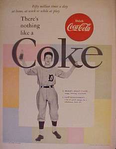 Coca Cola (1955) Soda Pop Baseball Player Coke Paper LARGE TYPE SIZE 