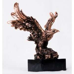  14 inch Copper Bald Eagle On Rock With Wings Outspread 