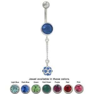  Belly Button Ring Surgical Steel with CZ dangle design 