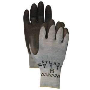 Atlas Fit Rubber Coated Cotton Poly Glove Black and Gray Lg  