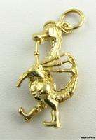   Loch Ness Monster CHARM   Cute Solid 10k Gold Playing Bagpipes Pendant