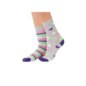  Lucci Stripes and Hearts Crew Socks   Gray Sports 