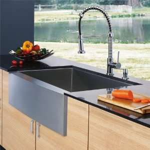 Vigo VG15041 Stainless Steel Kitchen Sink and Faucet Combos Apron 