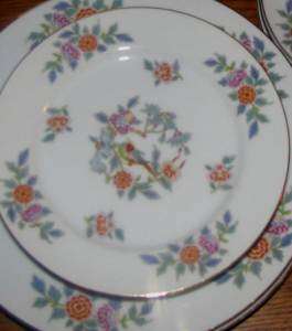   Made in Occupied Japan Floral Bird Dinner Salad Bread Plates  